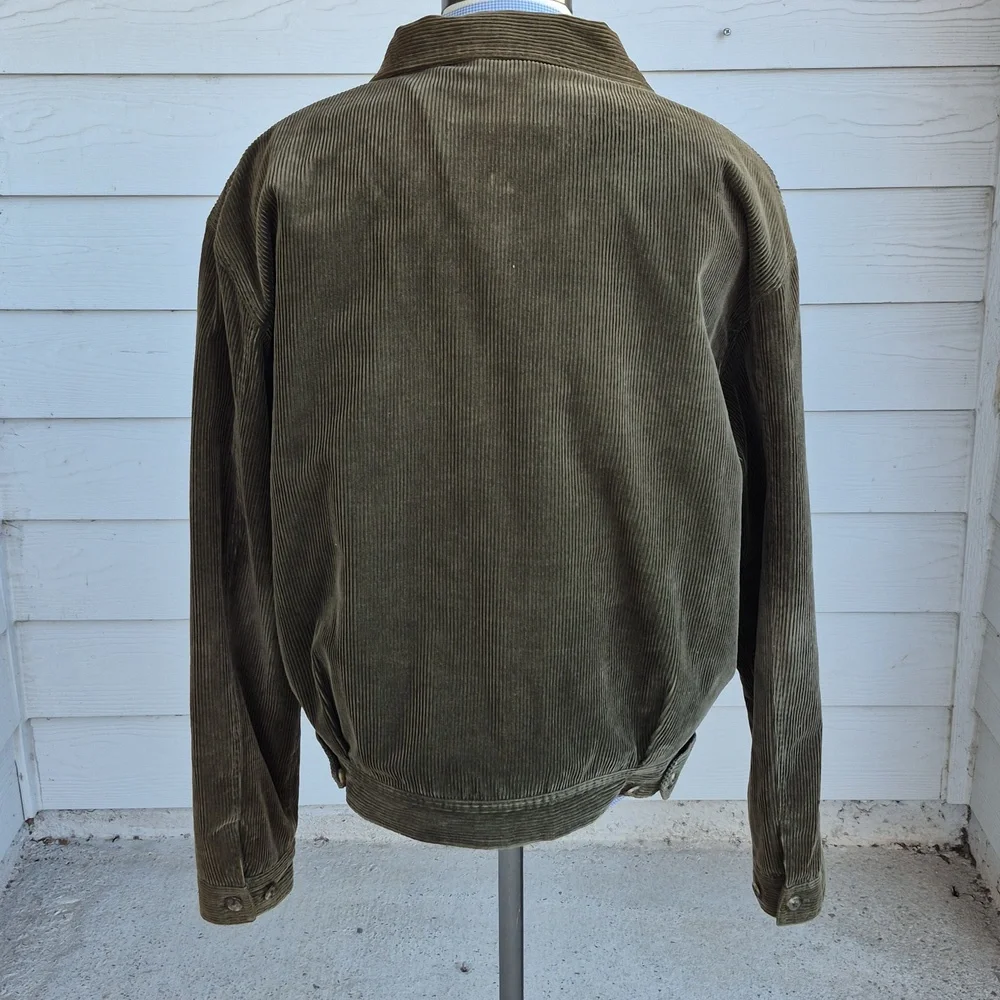 POLO Ralph Lauren Dark Green Corduroy Cotton Blend Sz XL Mens Full‎ Zip Jacket